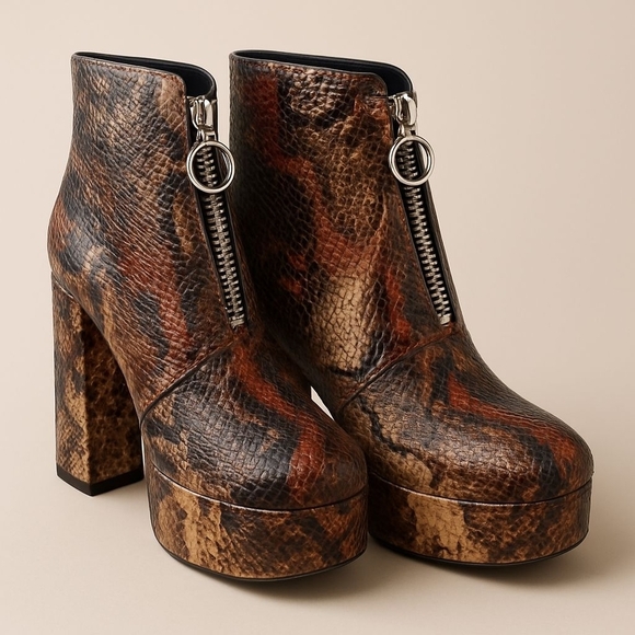 Katy Perry "The Uplift Bootie" Snake Print Ankle Boots - Size 9 NWOB - Picture 1 of 8